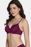 Zivame Twilight Thistle Padded Wired 3/4Th Coverage T-Shirt Bra - Dark Purple — thumbnail 4